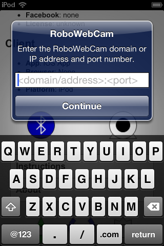 iRoboControl RoboWebCam Settings Prompt