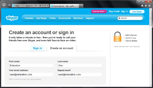 skype for web account
